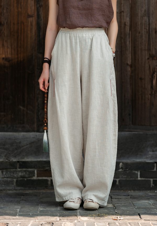 elastic waisted vintage handmade stitched lantern pants