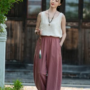 elastic waisted vintage handmade stitched lantern pants