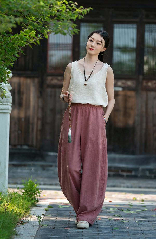 elastic waisted vintage handmade stitched lantern pants