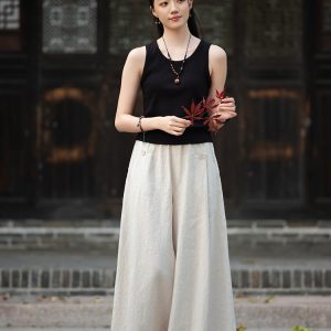 linen meditation yoga wide leg pants