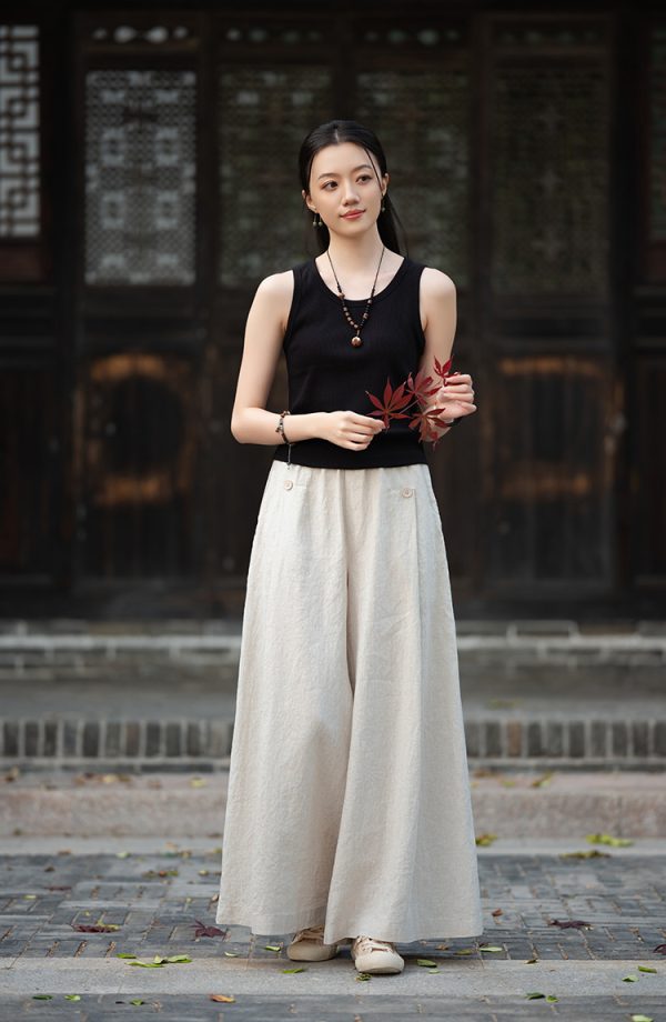 linen meditation yoga wide leg pants