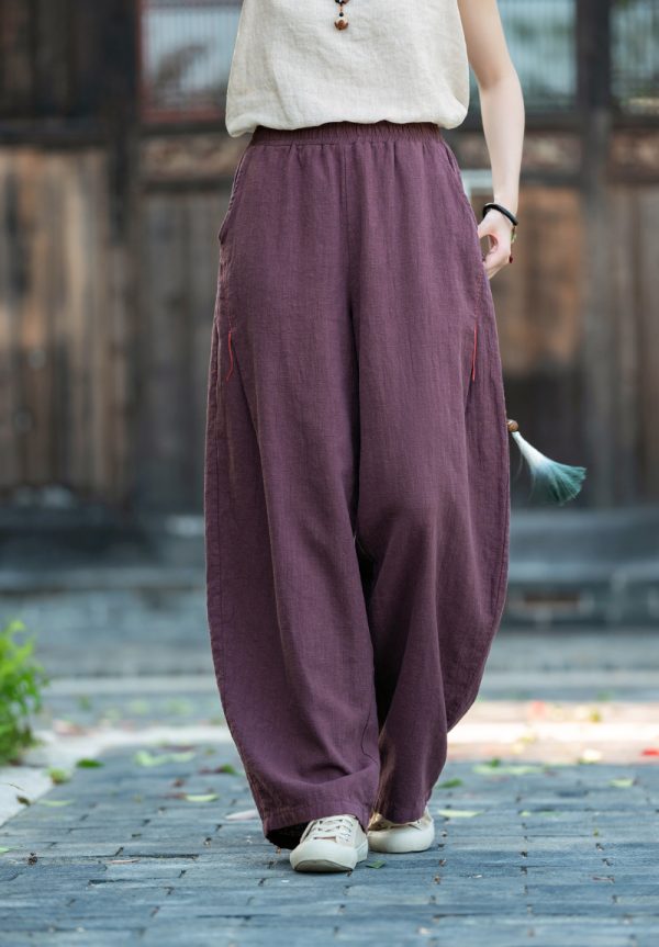 elastic waisted vintage handmade stitched lantern pants