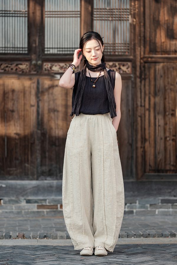 ramie casual lantern pants